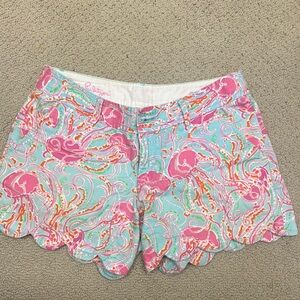 Lilly Pulitzer Women's Pink and Blue Shorts jellyfish size 2 buttercup